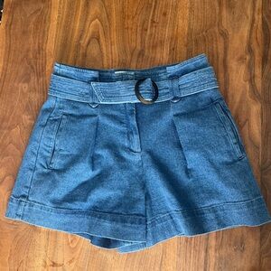 Sezane High Waisted flared denim Blue Women's Shorts
